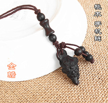 Natural mahogany golden toad mobile phone chain wood carving pendant mobile phone jewelry men and women carry-on pendant