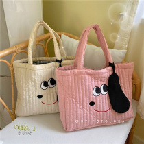 Korea ins Mame bag large capacity mother baby bag embroidered dog Hand bag packing bag