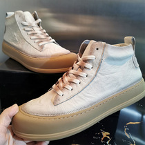 Japanese vintage first layer cowhide Martin boots male high-top trendy shoes Joker flat-bottom tooling casual mid-help boots mens boots