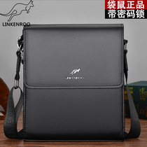 Lincoln Kangaroo Mens Single Shoulder Bag Ox Leather Skew Satchel Code Lock 2022 New Business Casual Hanging Genuine Leather Backpack
