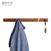Solid wood hook brass hook wooden hanger Creative entrance key coat hook Clothes wooden door hook