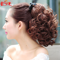 Wig female ponytail strap type grab clip type pear flower roll realistic short curly hair piece short fake large wavy long curly hair