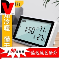 Del New 27 months indoor electronic digital display wall-mounted baby room dry temperature and humidity meter thermometer blue light