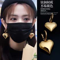 Xu Lu with earrings gold three-dimensional Big Love earrings female heart-shaped earrings 2021 New Tide exaggeration