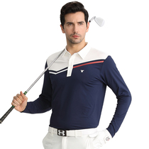 New golf mens long sleeve T-shirt autumn and winter fashion lapel sportswear mens quick-drying polo shirt top