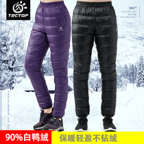 TECTOP outdoor warm pants ultra-light mens and womens lovers down pants white duck down water repellent