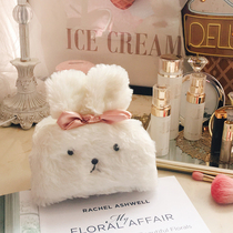Cute long ears rabbit satin pasta pink butterfly knots wool suede paper towels home bedroom drawing paper towels box