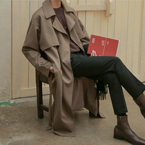 Bishe Spring and Autumn new long trench coat mens brown design sense trench foreign style handsome jacket youth coat tide