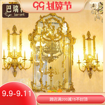 Italian Baroque Villa Heavy Industry Carved Luxury Golden Palace Popular Brass Porch Mirror Dinner Mirror All Copper