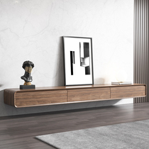 Simple modern hanging wall-mounted TV cabinet Wall-mounted cabinet Set-top box Italian living room walnut TV cabinet