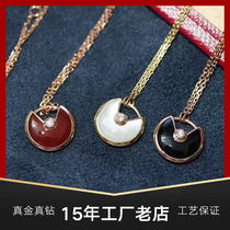 18K rose gold amulet necklace black agate White Fritillaria pendant Clover gourd choker jewelry custom