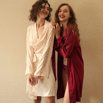 This evening He Xi cream ~ bride pajamas female morning gown sexy robe winter long sleeve bathrobe bridesmaid silk robe