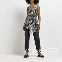 British 07 04 famous er womens new fashion zebra print sleeveless long all-match shirt