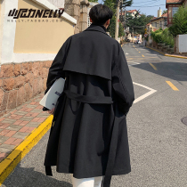 2021 autumn khaki collar windbreaker men long loose Korean trend men Spring and Autumn casual coat thin