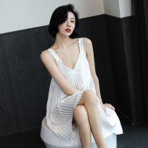 Sleeping Skirt Woman Summer Harness Sexy Ice Silk Thin PURE DESIRE True Silk Pyjamas 2022 New Summer Home Clothing