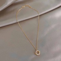 Shanghai Warehouse Spot Ottles Withdrawal Cabinet Clear Cabin 18K Gold Necklace Collarbone Chain Outlets Female Accessories