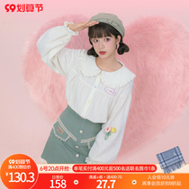 Original Mori female tribe cute soft sister doll collar white shirt cotton long sleeve shirt early autumn top cute new style