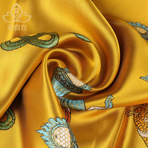 Tibet Hada Tibetan thickened eight auspicious embroidered yellow silk Hada stage performance supplies batch 2 5m