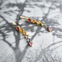(Hot Sell) Rainbow Color Blue Treasure Earrings 18k Gold Gradient Color Sapphire Postage Universal Link Another Shot