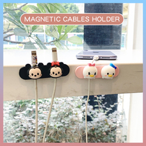 Desktop data cable organizer cartoon sorting charging cable cute doll storage holder not messy office