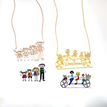 diy pure silver custom made for baby graffiti hand painted child painting pattern female summer necklace lettering bestie school gift