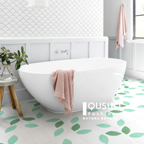 Fun house green leaf small tiles ins Nordic toilet toilet Flower tile kitchen wall tile 300X300