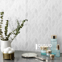 Fun stone natural mosaic tile Nordic jazz white leaf marble bathroom background wall
