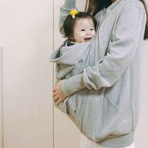 Plus velvet mother and child jumpsuit parent-child warm baby mother hooded sweater pregnant woman newborn mother and child kangaroo suit