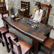 Old boat wood tea table and chair combination balcony household small tea table new Chinese solid wood kung fu tea table multi-function tea table
