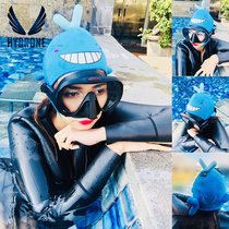 HYDRONE 3mm cartoon diving headgear diving cap blue whale top vent hole ear protection warm sun protection