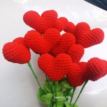 Wool woven handmade peach heart bouquet big love handheld flower to send lover friend graduation bouquet