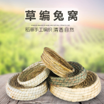 LASGE Pet Rabbit Grass Nest Summer Breathable Natural Grass Mat Straw Hand-woven Large Rabbit Nest
