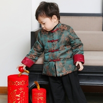 Boys new winter greetings baby festive New Year clothes Chinese style childrens clothing Childrens New Year retro Tang suit cotton clothes