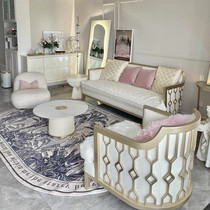American light lavish solid wood sofa combined modern style wind cloth art sofa chair hollowed-out floral net red 27 degree furniture