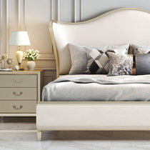 American light luxury bed French crown princess bed leather double bed solid wood bed modern 2 m ingot bed master bedroom