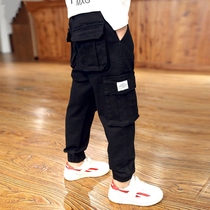 Boys pants spring and autumn models 2021 new childrens casual trousers Korean version of loose medium childrens overalls pants tide childrens clothing