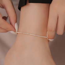 Light luxury niche high-end sense 18K gold zircon crystal anklet womens summer design 2021 new net red jewelry