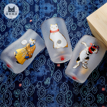 Japan ADERIA Ishizuka Edo cat inlaid with gold handmade beer white sake cup Boyfriend birthday housewarming elder teacher