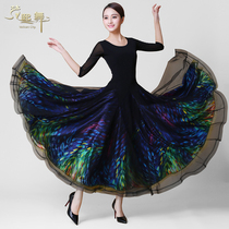 New dress dance skirt Womens national standard dance swing performance suit Fanxi dance ballroom dance Modern dance half sleeve dress