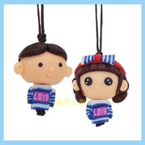 Navy character couple pendant mobile phone chain pure handmade soft pottery jewelry large pendant manufacturers supply