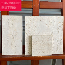  Beige yellow travertine natural stone mosaic villa TV background wall Restaurant hotel image wall Simple customization