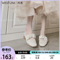 West encounter sweet and beautiful with single shoes female Xia 2022 Spring new butterfly knot late evening wind gentle shoes shallow mouth grandma shoes