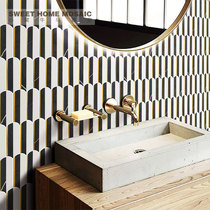 Marble mosaic background wall Light luxury style metal feather brick Bathroom Kitchen Restaurant bar Bathroom tile
