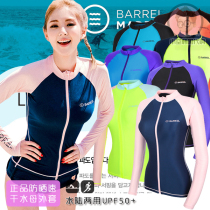 Korean Barrel Korean version of sports letter elastic slim quick-dry swimming surf sunscreen long sleeve zipper jacket female