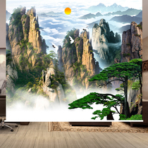 Sunrise Dongsheng shading roller curtain back with backing Mountain office curtain alpine landscape painting welcome pine living room decoration hanging curtain