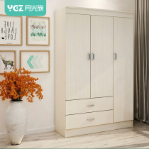 Simple modern economical wardrobe Small apartment bedroom furniture Wooden storage easy assembly three-door cabinet