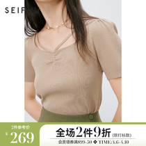 Poetry Verge with its colour square collar short sleeves Knitted Cardigan 2022 Summer New Cardigan Design Sensation 100 lap short blouses