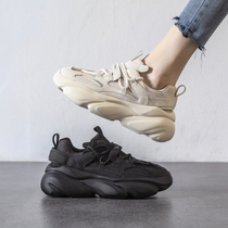A D Hepburn daddy shoes womens 2021 new leather breathable all-match thick-soled casual sports running shoes