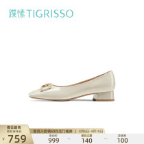 2022 Spring New 100 Hitch Lacquered Leather Square Head Light Stomp Shoes Single Shoe Woman TA32103-13