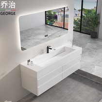 Nordic white rock board one with basin Bathroom cabinet combination Bathroom Intelligent sink Bathroom sink customization
